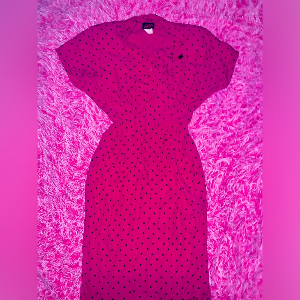 Vintage 1980s silk polka dot wiggle dress AUTHENTIC. With original HEARTS label